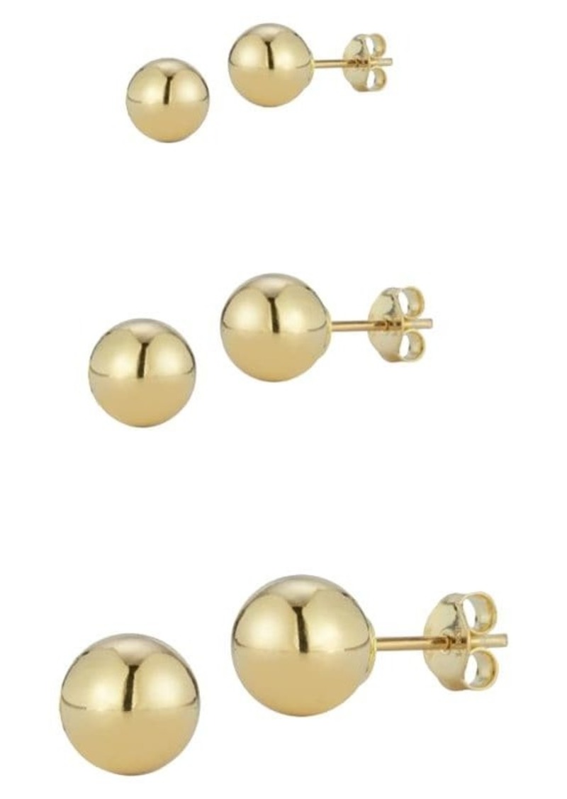 Chloé Set of 3 14K Goldplated Sterling Silver Polished Ball Stud Earring Set