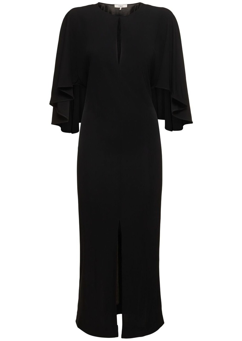 Chloé 3/4 Sleeve Jersey Midi Dress