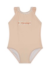 Chloé Baby's & Little Girl's Logo Ruffle-Trim One-Piece Swimsuit