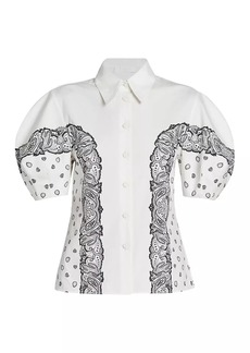 Chloé Bandana Paisley Puff-Sleeve Blouse