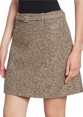 Chloé Belted Tweed Miniskirt