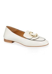 Chloé C Flat Leather Logo Fold-Down Loafers
