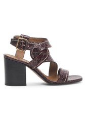 Chloé Candice Croc-Embossed Leather Sandals