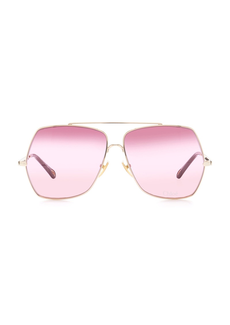 Chloé - Aly Metal Sunglasses - Pink - OS - Moda Operandi