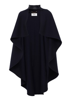 Chloé - Asymmetric Cropped Wool Cape Coat - Black - FR 40 - Moda Operandi