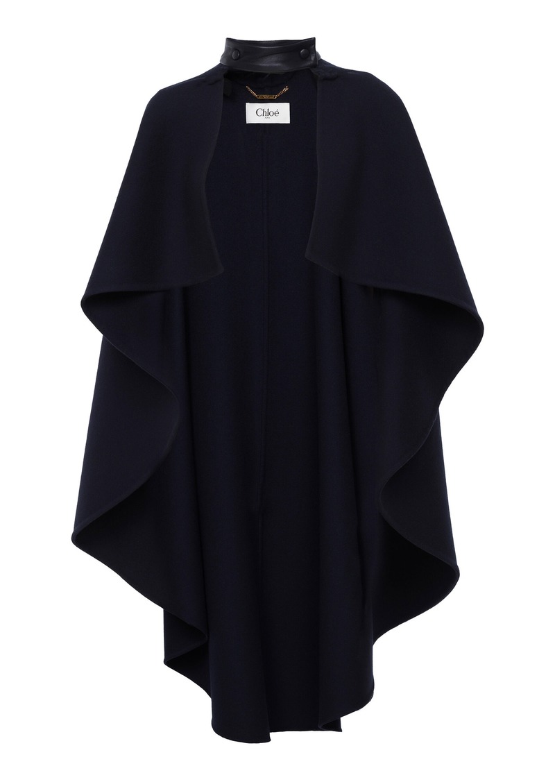 Chloé - Asymmetric Cropped Wool Cape Coat - Navy - FR 34 - Moda Operandi