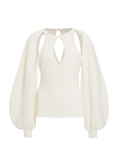 Chloé - Balloon-Sleeve Cutout Wool-Silk Top - White - L - Moda Operandi