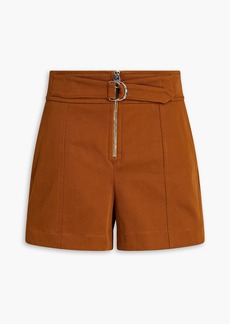 Chloé - Belted cotton-twill shorts - Brown - FR 40