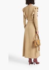 Chloé - Belted ruffled cashmere midi dress - Neutral - S