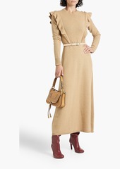 Chloé - Belted ruffled cashmere midi dress - Neutral - S