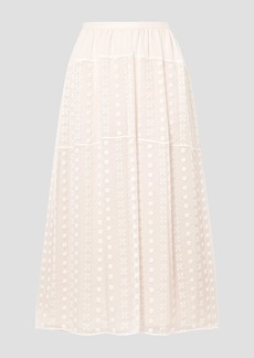 Chloé - Broderie anglaise silk-crepon midi skirt - White - FR 36