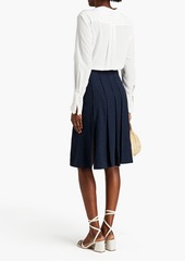 Chloé - Button-embellished silk-satin jacquard skirt - Blue - FR 36