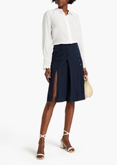 Chloé - Button-embellished silk-satin jacquard skirt - Blue - FR 36