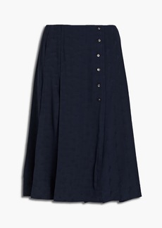 Chloé - Button-embellished silk-satin jacquard skirt - Blue - FR 40