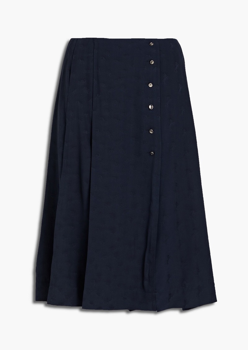 Chloé - Button-embellished silk-satin jacquard skirt - Blue - FR 36