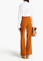 Chloé - Button-embellished wool-blend wide-leg pants - Brown - FR 42