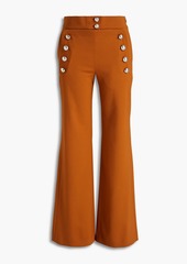 Chloé - Button-embellished wool-blend wide-leg pants - Brown - FR 42