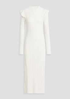 Chloé - Cable-knit wool and cashmere-blend midi dress - White - XS