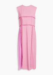 Chloé - Chiffon-paneled pleated twill midi dress - Pink - FR 36
