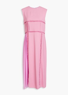 Chloé - Chiffon-paneled pleated twill midi dress - Pink - FR 34