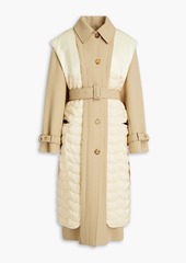 Chloé - Convertible wool-twill and quilted silk-satin coat - Neutral - FR 38