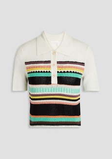 Chloé - Crochet-knit wool polo sweater - White - XS