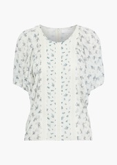 Chloé - Crochet-trimmed floral-print silk-georgette top - White - FR 36