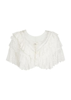 Chloé - Cropped Lace Top - White - FR 38 - Moda Operandi