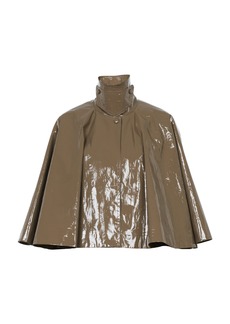 Chloé - Cropped Lacquered Cotton Capelet - Taupe - S - Moda Operandi