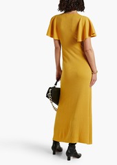 Chloé - Cutout ruffled ribbed wool maxi dress - Yellow - XS
