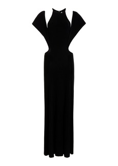 Chloé - Cutout Wool Midi Dress - Black - S - Moda Operandi