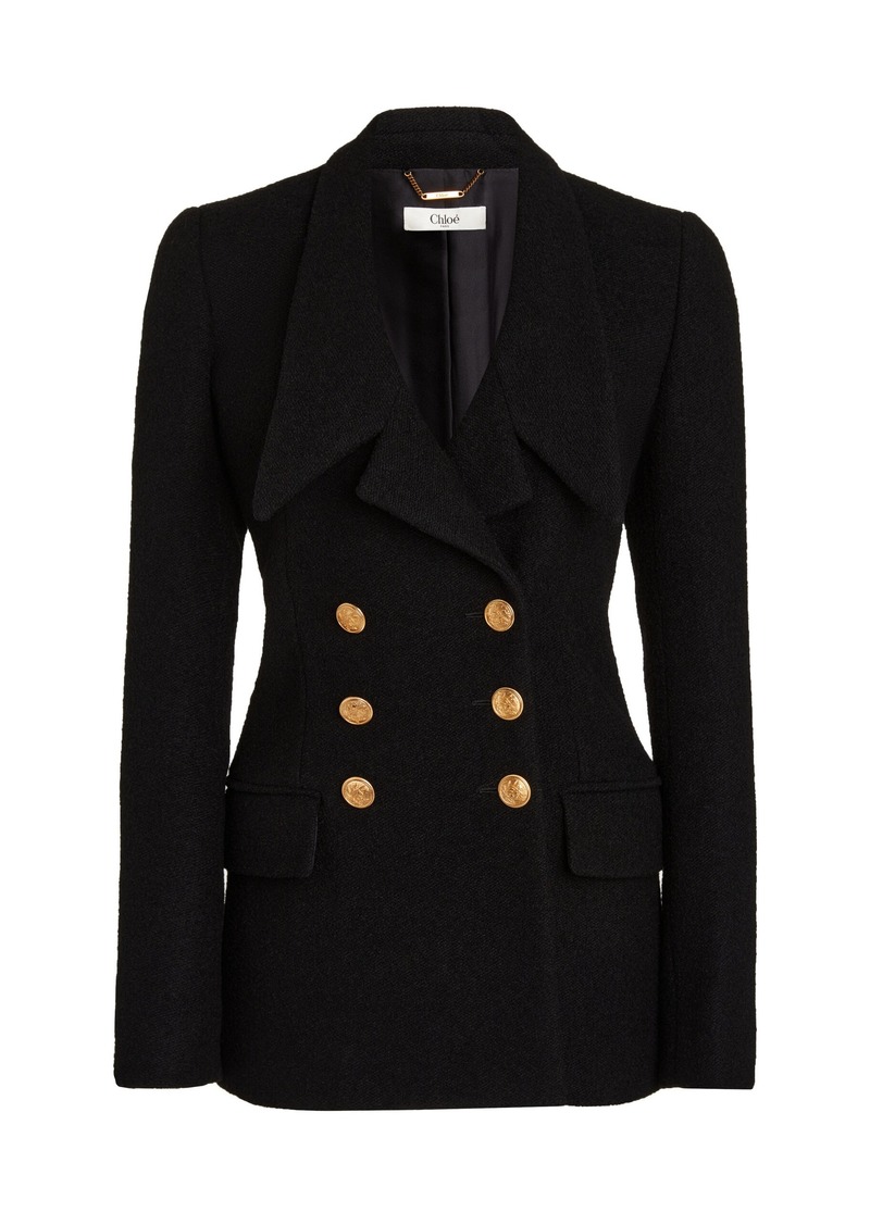 Chloé - Double-Breasted Wool-Blend Jacket - Black - FR 38 - Moda Operandi