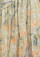 Chloé - Draped floral-print ramie midi skirt - Green - FR 34