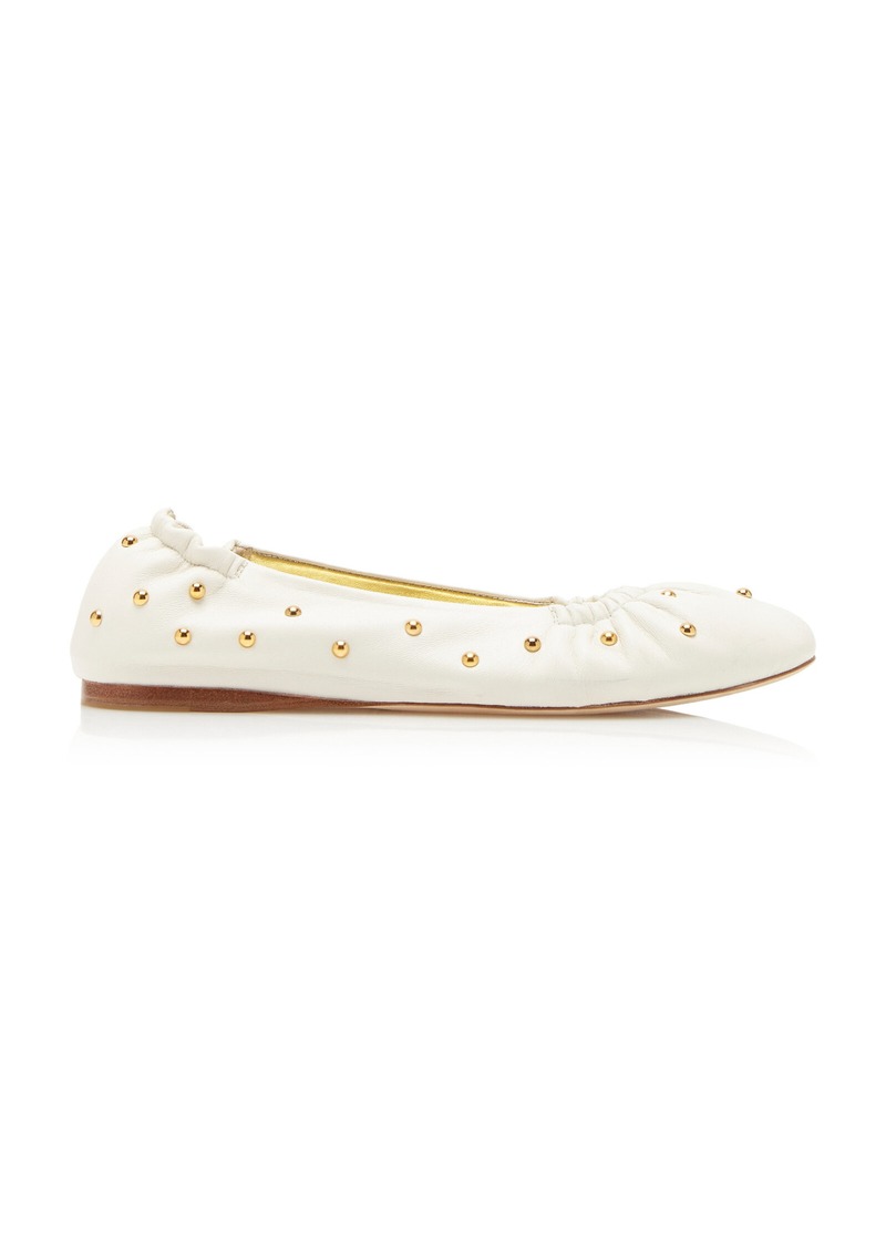 Chloé - Eia Studded Leather Ballet Flats - White - IT 39.5 - Moda Operandi