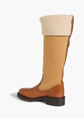 Chloé - Elya leather and shearling knee boots - Brown - EU 36