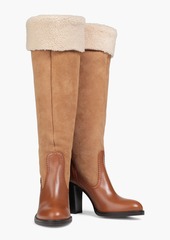 Chloé - Elya leather and shearling knee boots - Neutral - EU 38