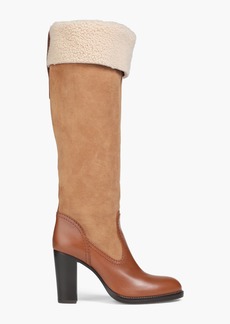 Chloé - Elya leather and shearling knee boots - Neutral - EU 36