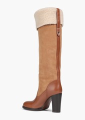 Chloé - Elya leather and shearling knee boots - Neutral - EU 36