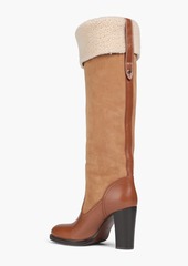 Chloé - Elya leather and shearling knee boots - Neutral - EU 38