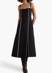 Chloé - Embroidered wool and linen-blend midi dress - Black - FR 34