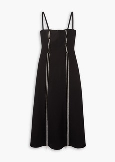 Chloé - Embroidered wool and linen-blend midi dress - Black - FR 34