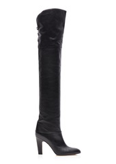 Chloé - Eve Leather Over-The-Knee Boots - Grey - IT 40 - Moda Operandi