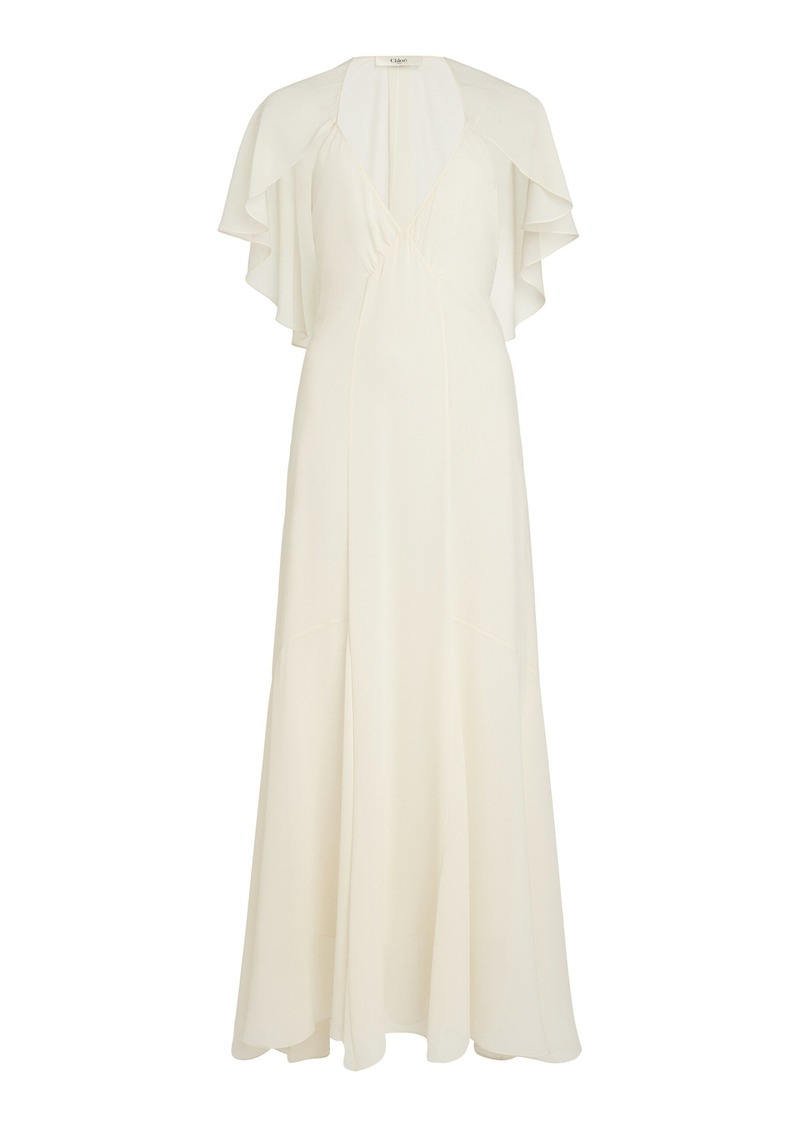 Chloé - Flou Silk-Georgette Maxi Dress - White - FR 36 - Moda Operandi