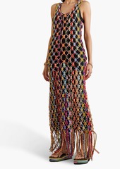 Chloé - Fringed printed silk-macramé maxi dress - Multicolor - FR 34