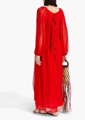 Chloé - Pleated silk-chiffon maxi dress - Red - FR 34