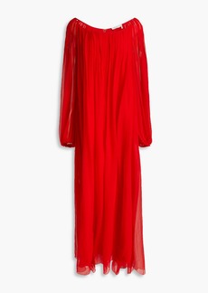 Chloé - Pleated silk-chiffon maxi dress - Red - FR 34