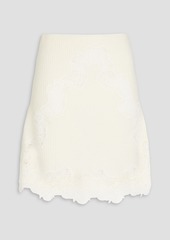 Chloé - Guipure lace-trimmed ribbed wool mini skirt - White - FR 34
