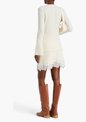 Chloé - Guipure lace-trimmed ribbed wool sweater - White - FR 34