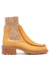 Chloé - Jamie Knitted-cuff Leather Chelsea Boots - Womens - Tan