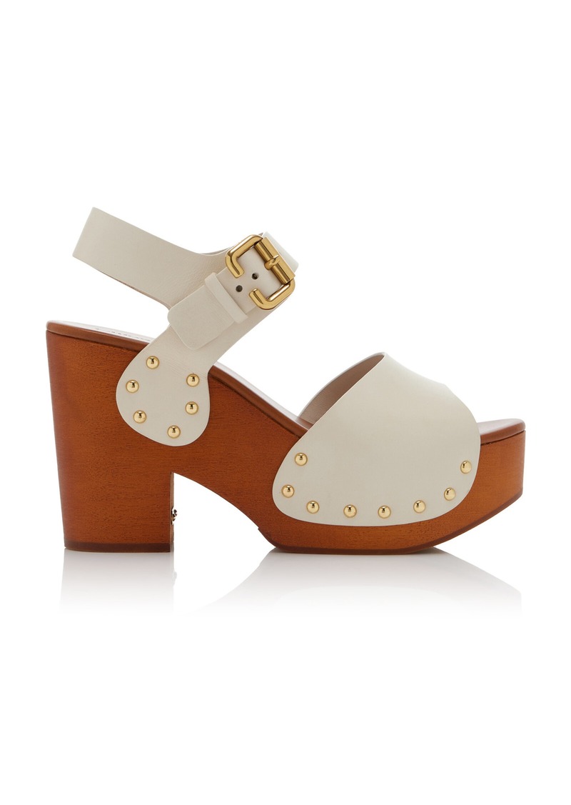 Chloé - Jeannette Leather Clog Sandals - White - IT 40 - Moda Operandi